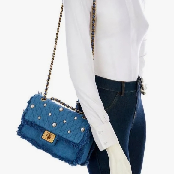 KARL LAGERFELD PARIS  Denim Shoulder Bag - Picture 3 of 9